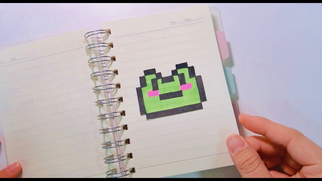 Handmade Pixel Art - How to draw kawaii frog Cách vẽ ếch con cute #pixelart